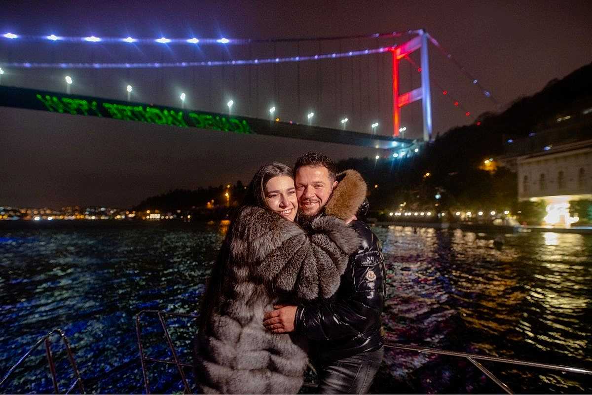 Laser show under the bridge - Lotus Yachts