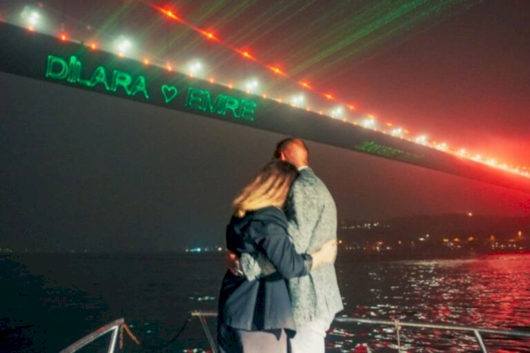 Laser show under the bridge - Lotus Yachts